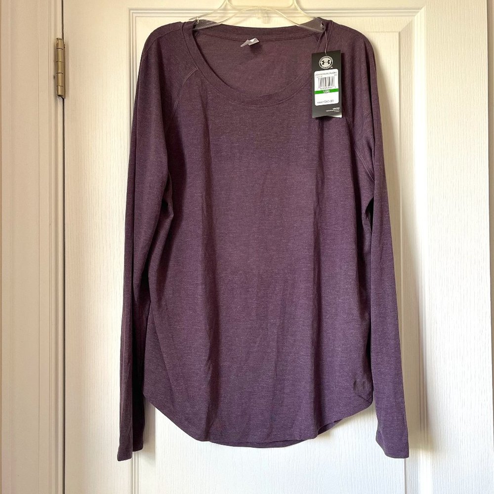 New Women's Under Armour Heat Gear Top Purple Size L